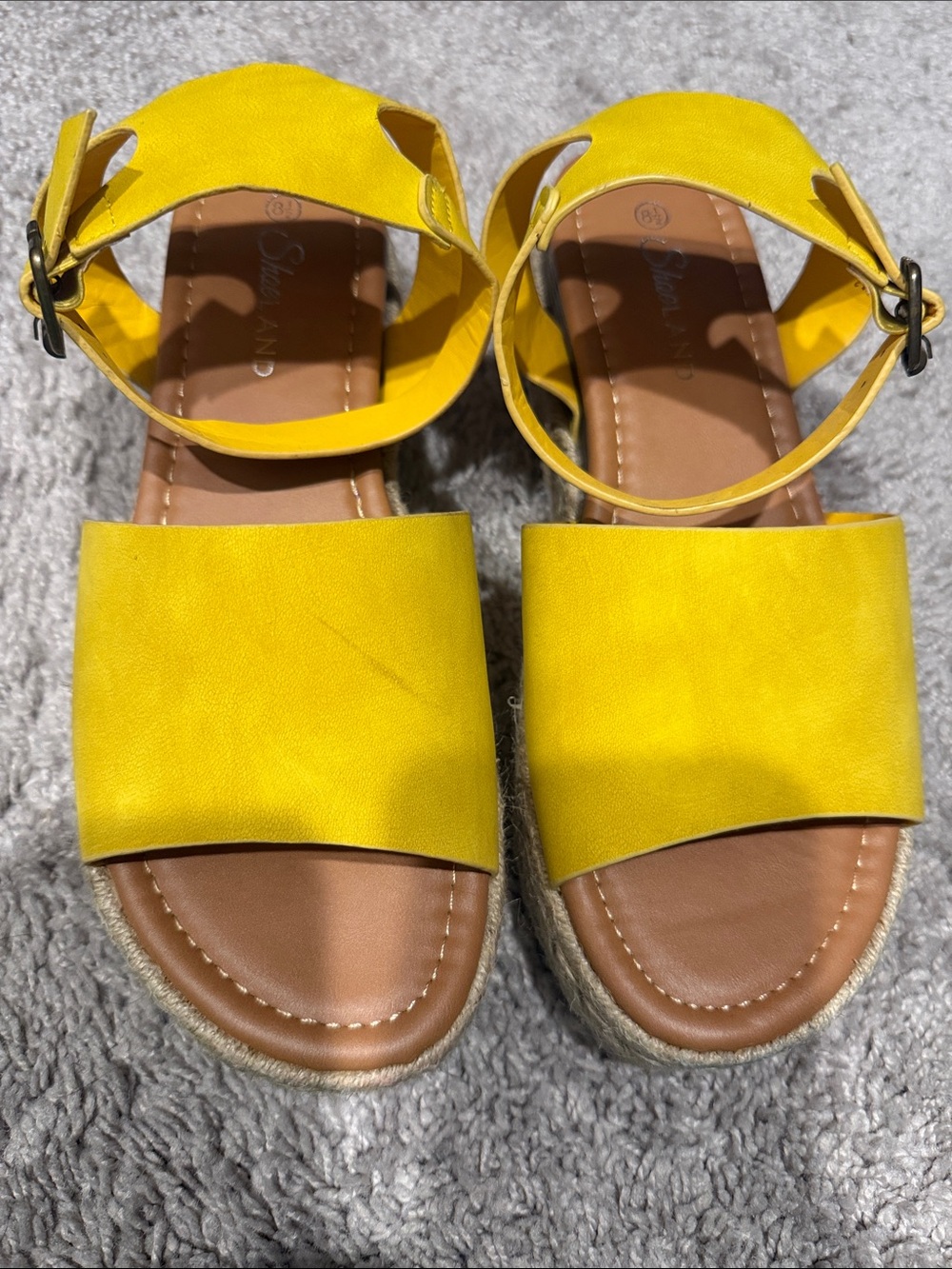Women’s Yellow Women's Ankle-Strap Open Toe Platform Wedge Sandals by Shoe Land
